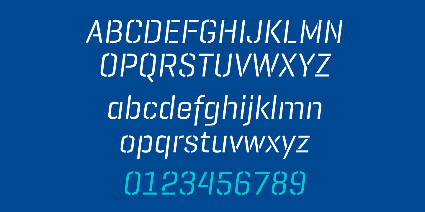 Ejemplo de fuente Geogrotesque Stencil B SemiBold Italic